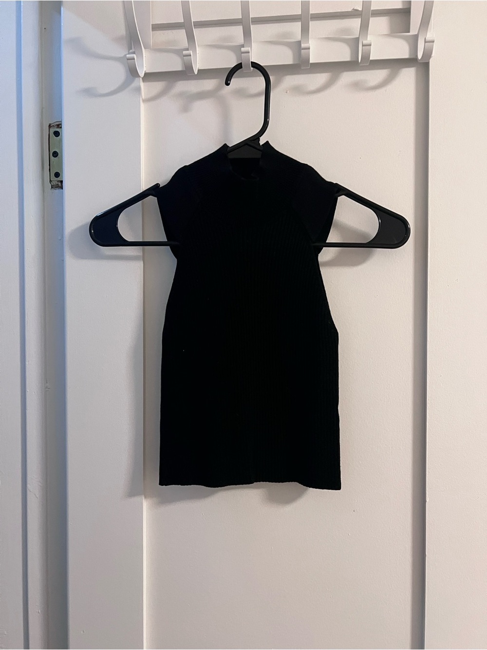 Dynamite Black Ribbed Sleeveless Mock Neck Tank